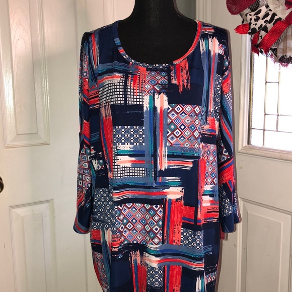 Cyrus Tops - Cyrus New Red White and Blue Cold Shoulder Top Plus Size 2X